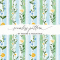 Floral Digital Paper, Seamless Flower Pattern, Blue Green Wallpaper, Botanical Illustration, Scrapbook Paper, Commercial Use, Digital Files - Moore and Mountain