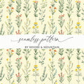 Floral Digital Paper, Seamless Flower Pattern, Botanical Background, Digital Download, Scrapbook Paper, Flower Print, Fabric Design - Moore and Mountain