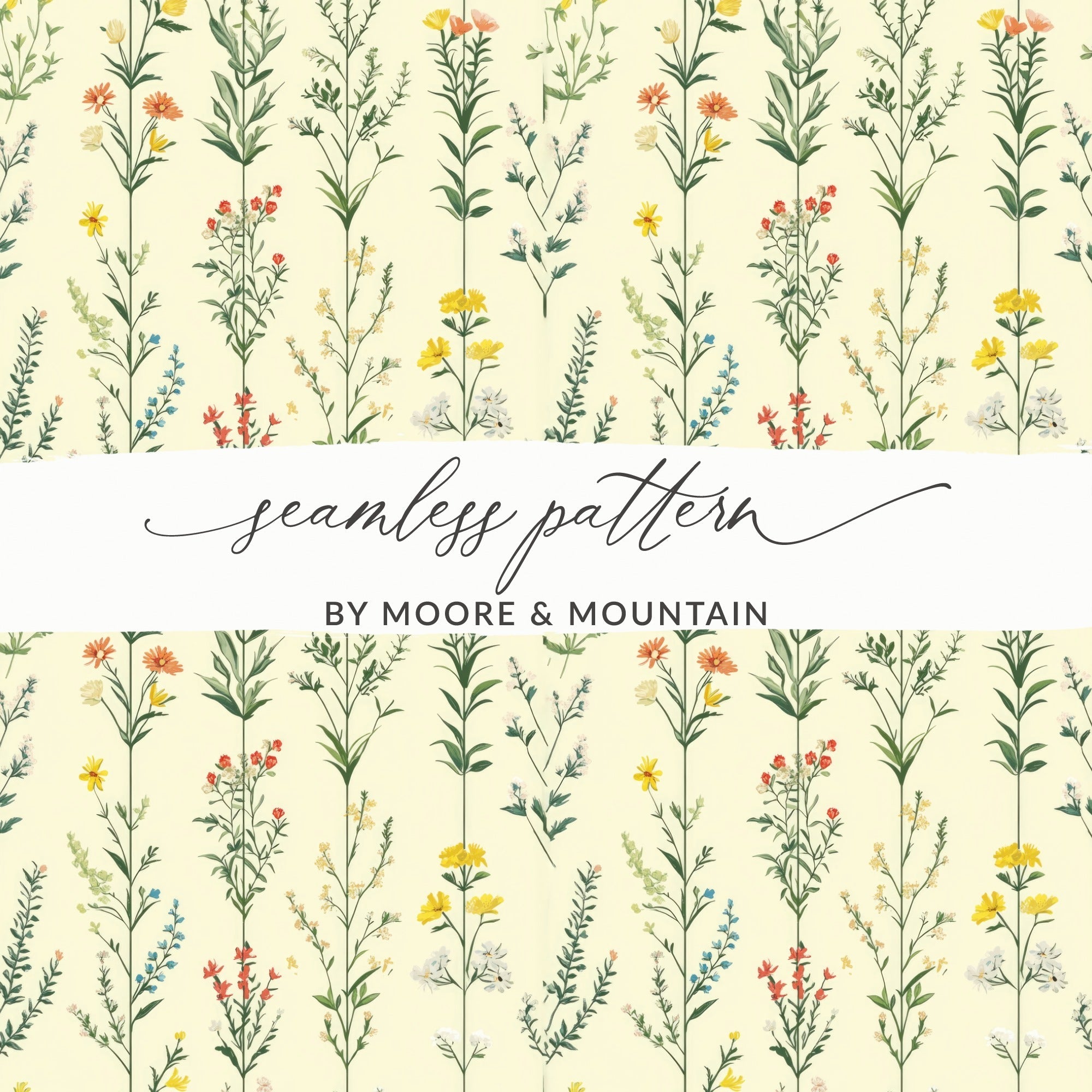 Floral Digital Paper, Seamless Flower Pattern, Botanical Background, Digital Download, Scrapbook Paper, Flower Print, Fabric Design - Moore and Mountain