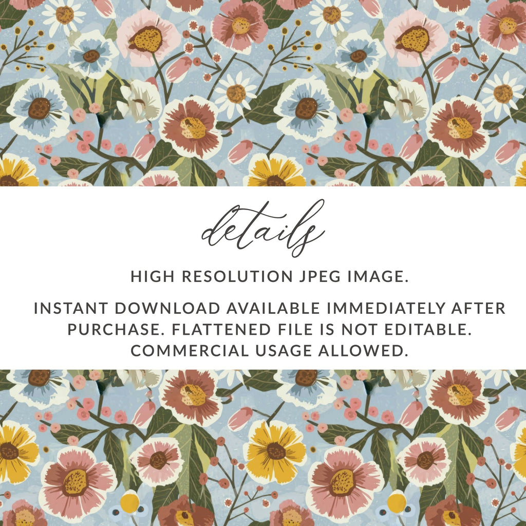 Floral Digital Paper, Seamless Flower Pattern, Botanical Print, Scrapbook Paper, Fabric Design, Floral Background, Digital Download - Moore and Mountain