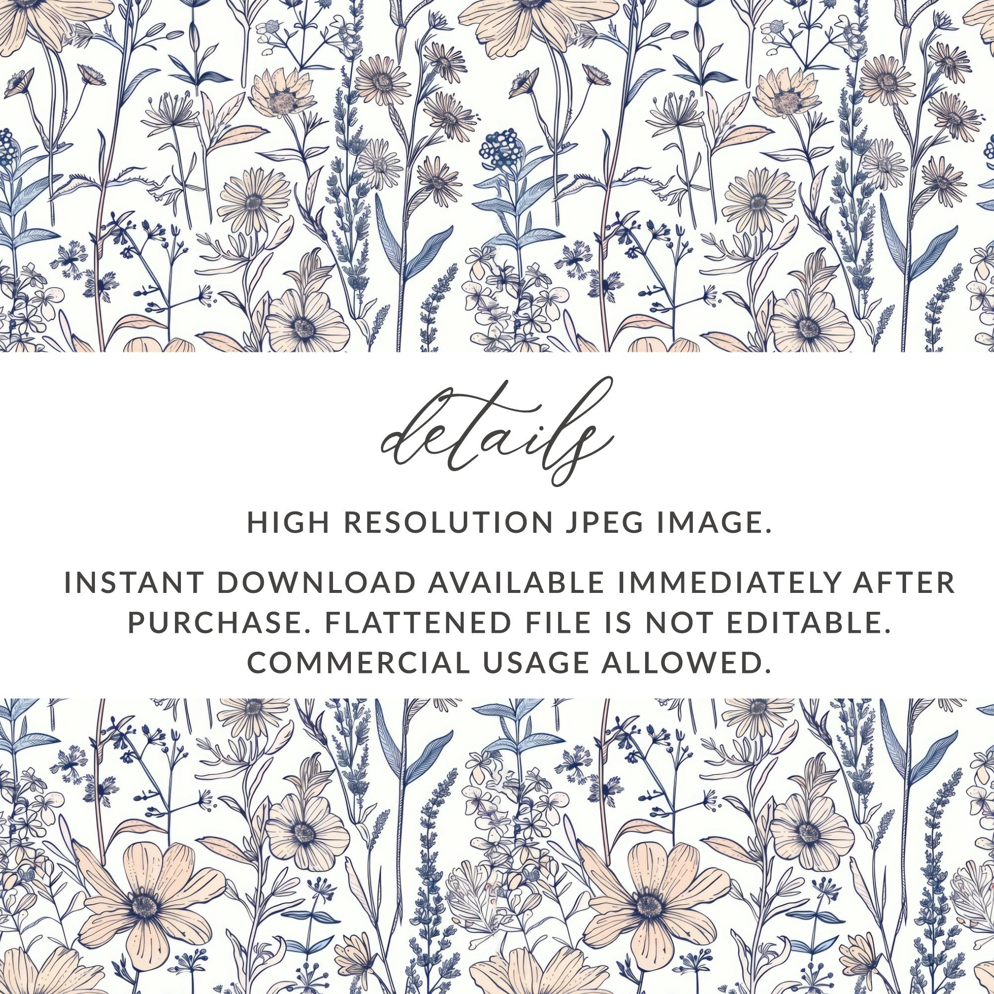 Floral Digital Paper, Seamless Flower Pattern, Botanical Print, Spring Design, 12x12 JPEG, Printable Wallpaper, Fabric Design, Download - Moore and Mountain