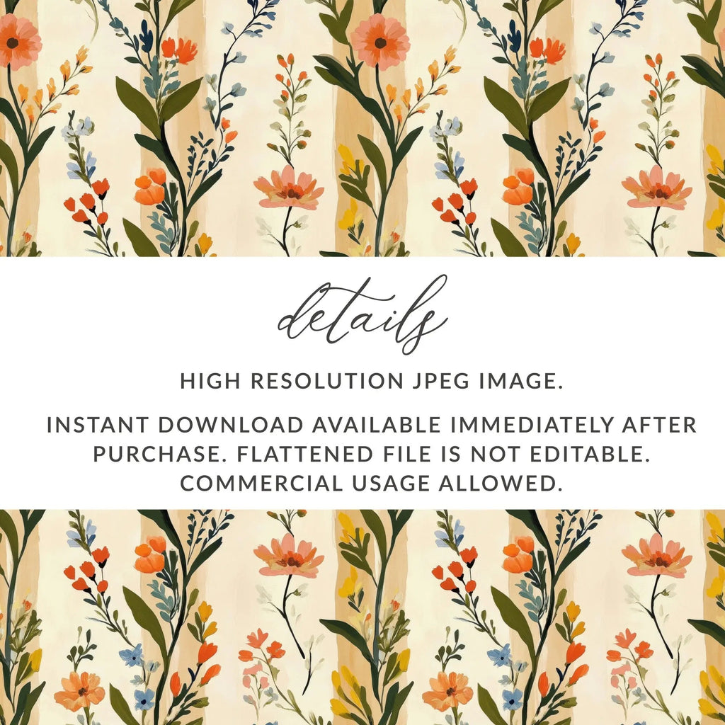 Floral Digital Paper, Seamless Flower Pattern, Botanical Printable, Scrapbook Paper, Fabric Design, Watercolor Flowers, Commercial Use - Moore and Mountain