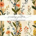 Floral Digital Paper, Seamless Flower Pattern, Botanical Printable, Scrapbook Paper, Fabric Design, Watercolor Flowers, Commercial Use - Moore and Mountain