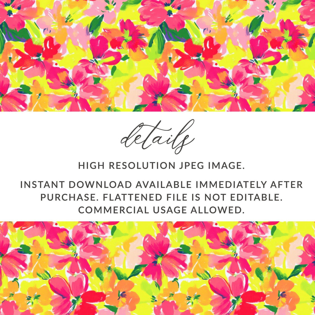 Floral Digital Paper, Seamless Flower Pattern, Bright Colorful Flower Print, Digital Background, Scrapbook Paper, Fabric Design - Moore and Mountain