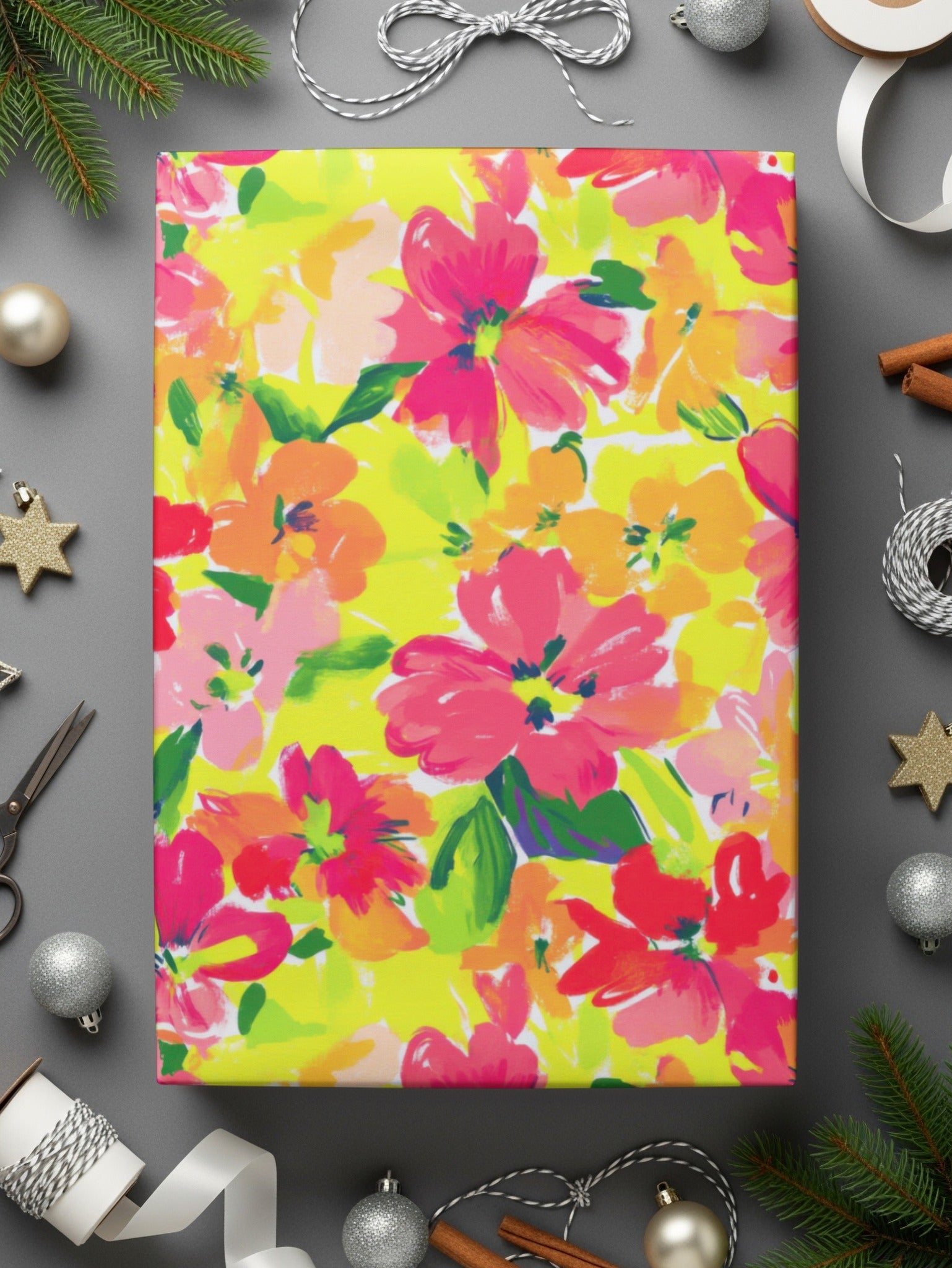 Floral Digital Paper, Seamless Flower Pattern, Bright Colorful Flower Print, Digital Background, Scrapbook Paper, Fabric Design - Moore and Mountain