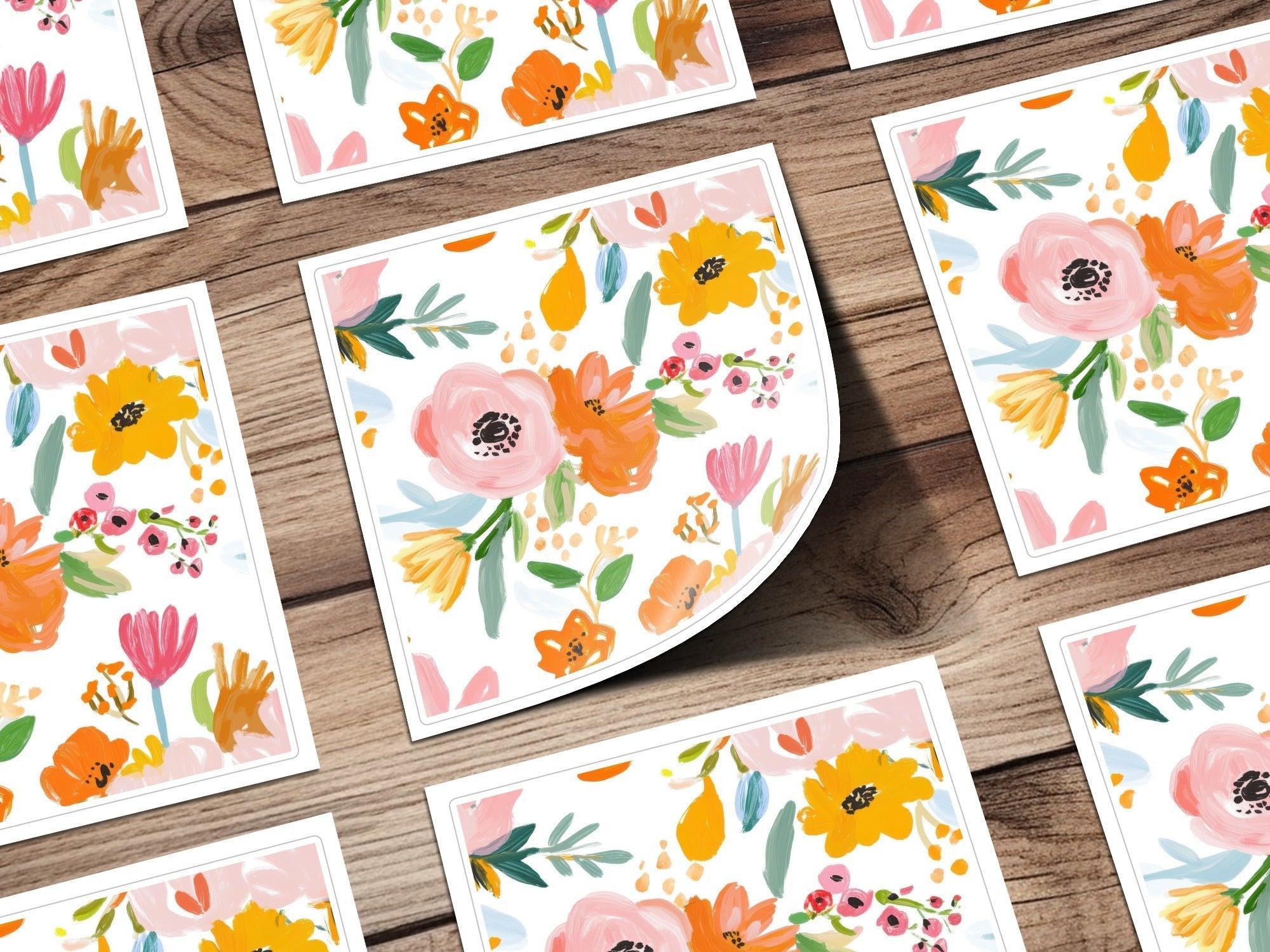Floral Digital Paper, Seamless Flower Pattern, Brushstroke Floral, Fabric Design, Colorful Floral Pattern, Scrapbooking Paper, Digital - Moore and Mountain
