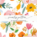 Floral Digital Paper, Seamless Flower Pattern, Brushstroke Floral, Fabric Design, Colorful Floral Pattern, Scrapbooking Paper, Digital - Moore and Mountain