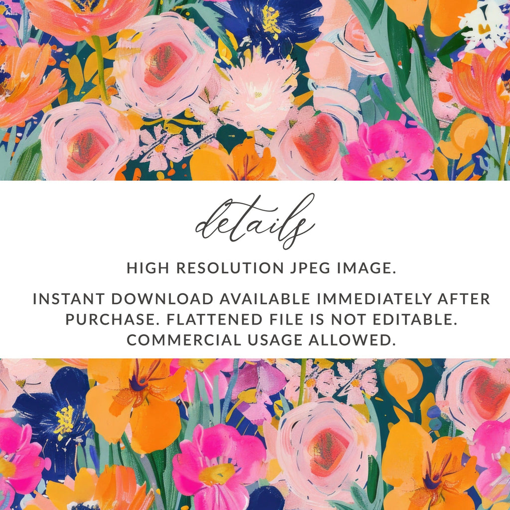 Floral Digital Paper, Seamless Flower Pattern, Colorful Print, Commercial Use, Scrapbooking, 12x12 JPEG, Digital Download - Moore and Mountain