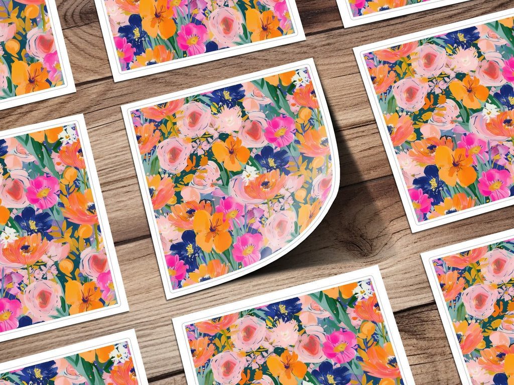 Floral Digital Paper, Seamless Flower Pattern, Colorful Print, Commercial Use, Scrapbooking, 12x12 JPEG, Digital Download - Moore and Mountain