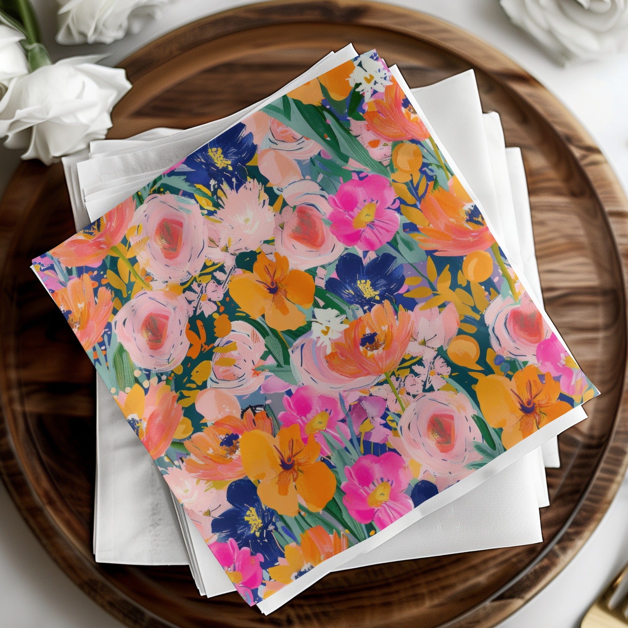 Floral Digital Paper, Seamless Flower Pattern, Colorful Print, Commercial Use, Scrapbooking, 12x12 JPEG, Digital Download - Moore and Mountain