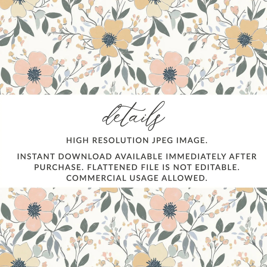 Floral Digital Paper, Seamless Flower Pattern, Commercial Use Allowed, Digital Download, Print on Demand, Flower Background, JPEG Files - Moore and Mountain