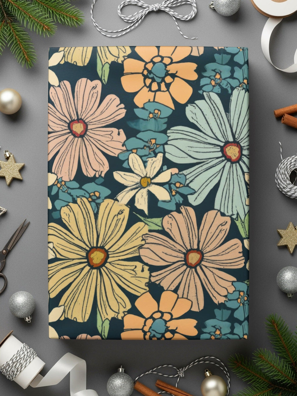 Floral Digital Paper, Seamless Flower Pattern, Daisy Digital Download, Floral Background, Two Scale Options, JPEG File, Commercial Use - Moore and Mountain