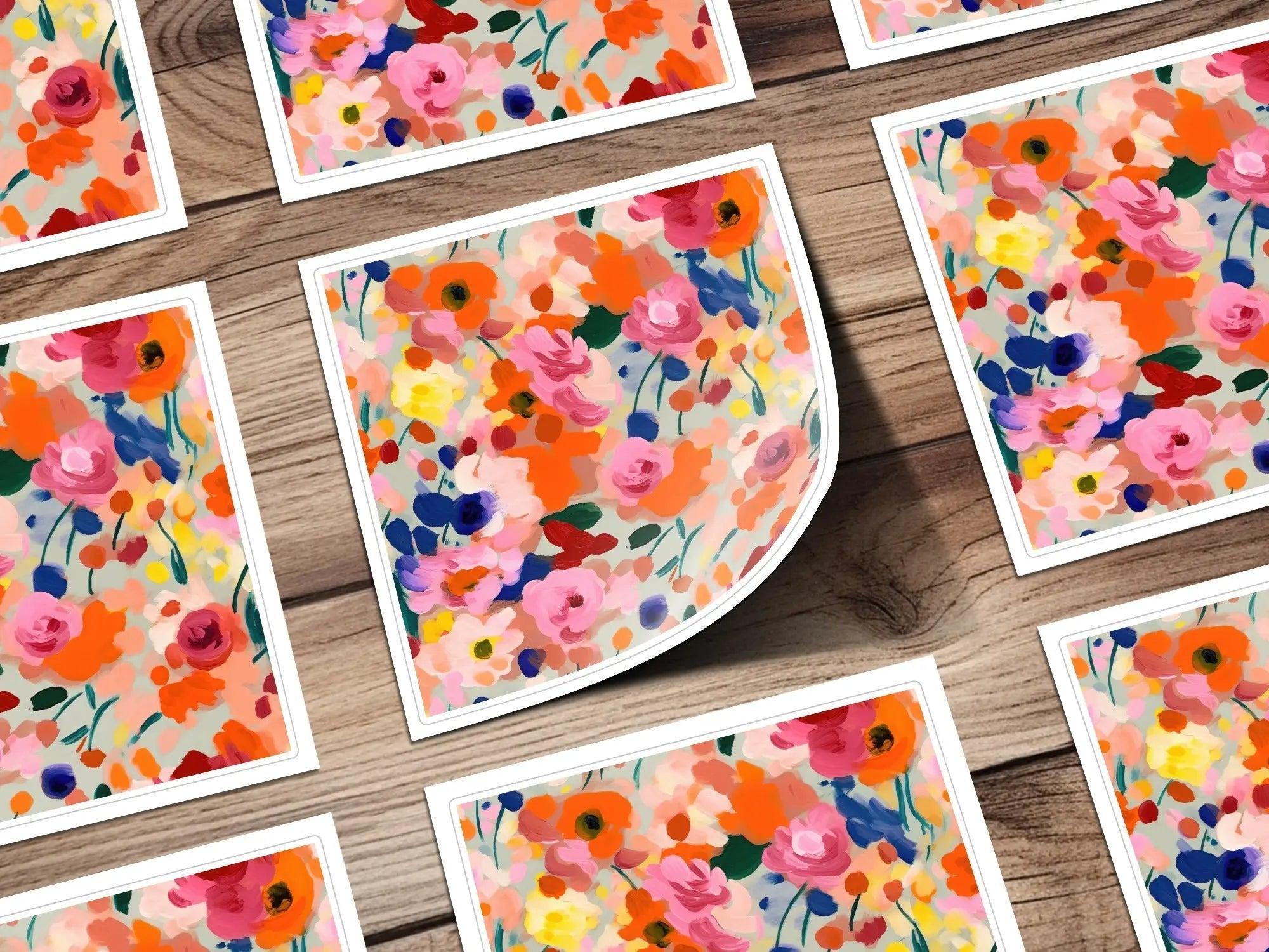 Floral Digital Paper, Seamless Flower Pattern, Printable Fabric Design, Colorful Abstract Florals, Scrapbooking Paper, Digital Backgrounds - Moore and Mountain