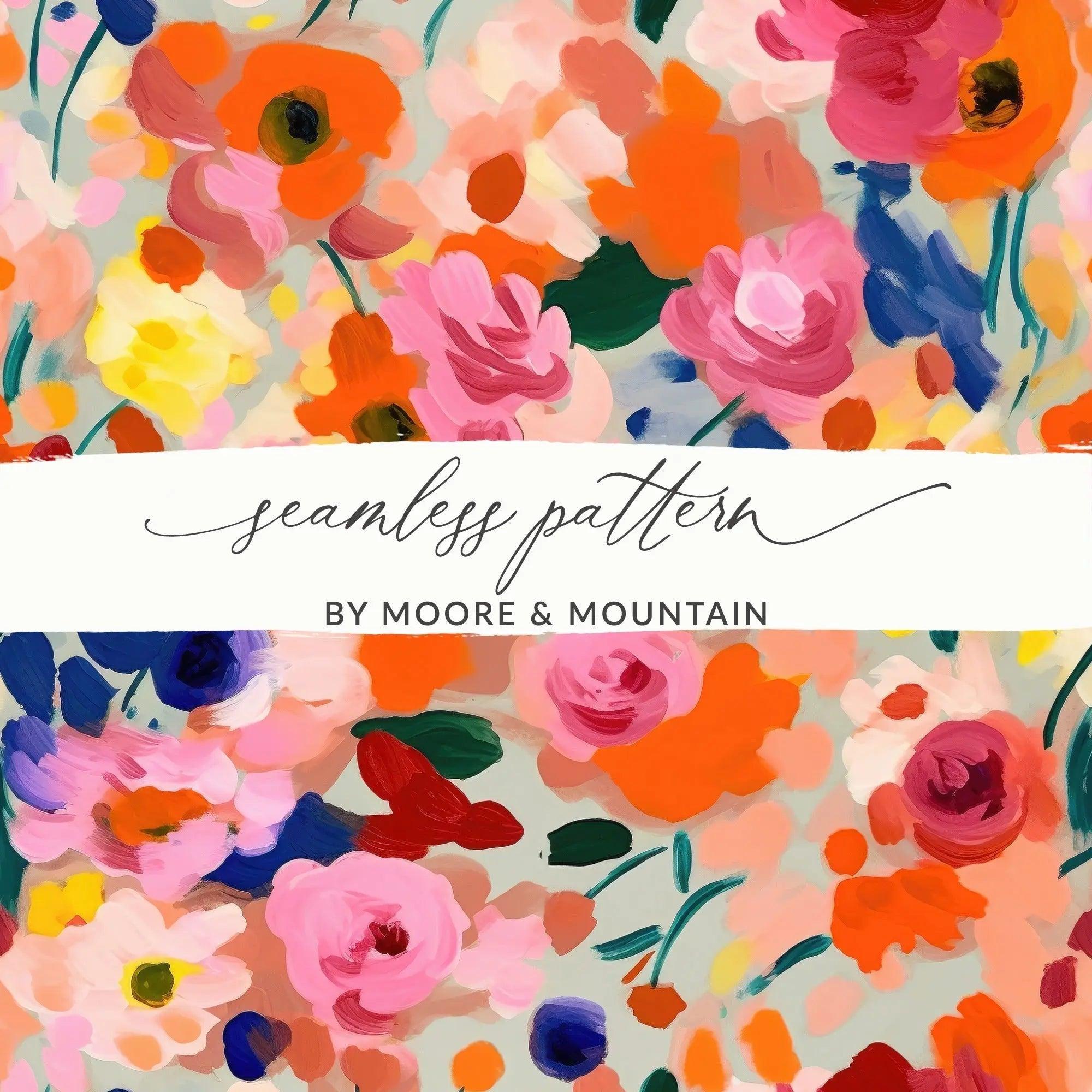 Floral Digital Paper, Seamless Flower Pattern, Printable Fabric Design, Colorful Abstract Florals, Scrapbooking Paper, Digital Backgrounds - Moore and Mountain