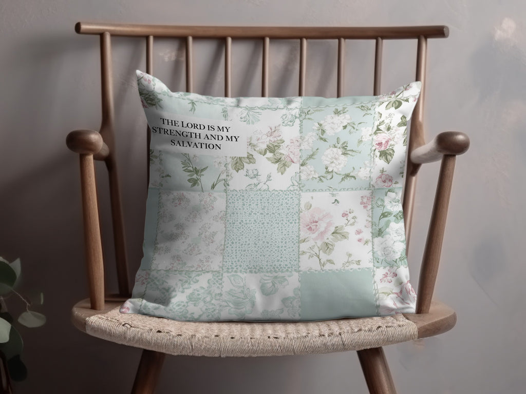 Floral Patchwork Pillow with Inspirational Quote