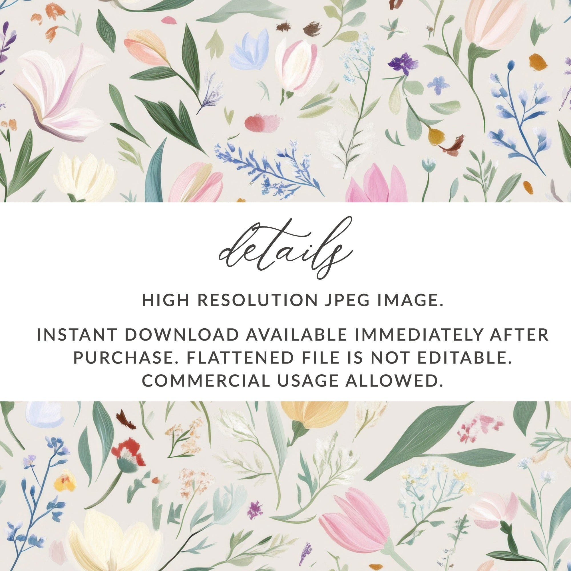 Floral Digital Paper, Seamless Flower Pattern, Spring Bloom Design, Repeating Tile for Fabric, Pastel Background, Digital Download - Moore and Mountain