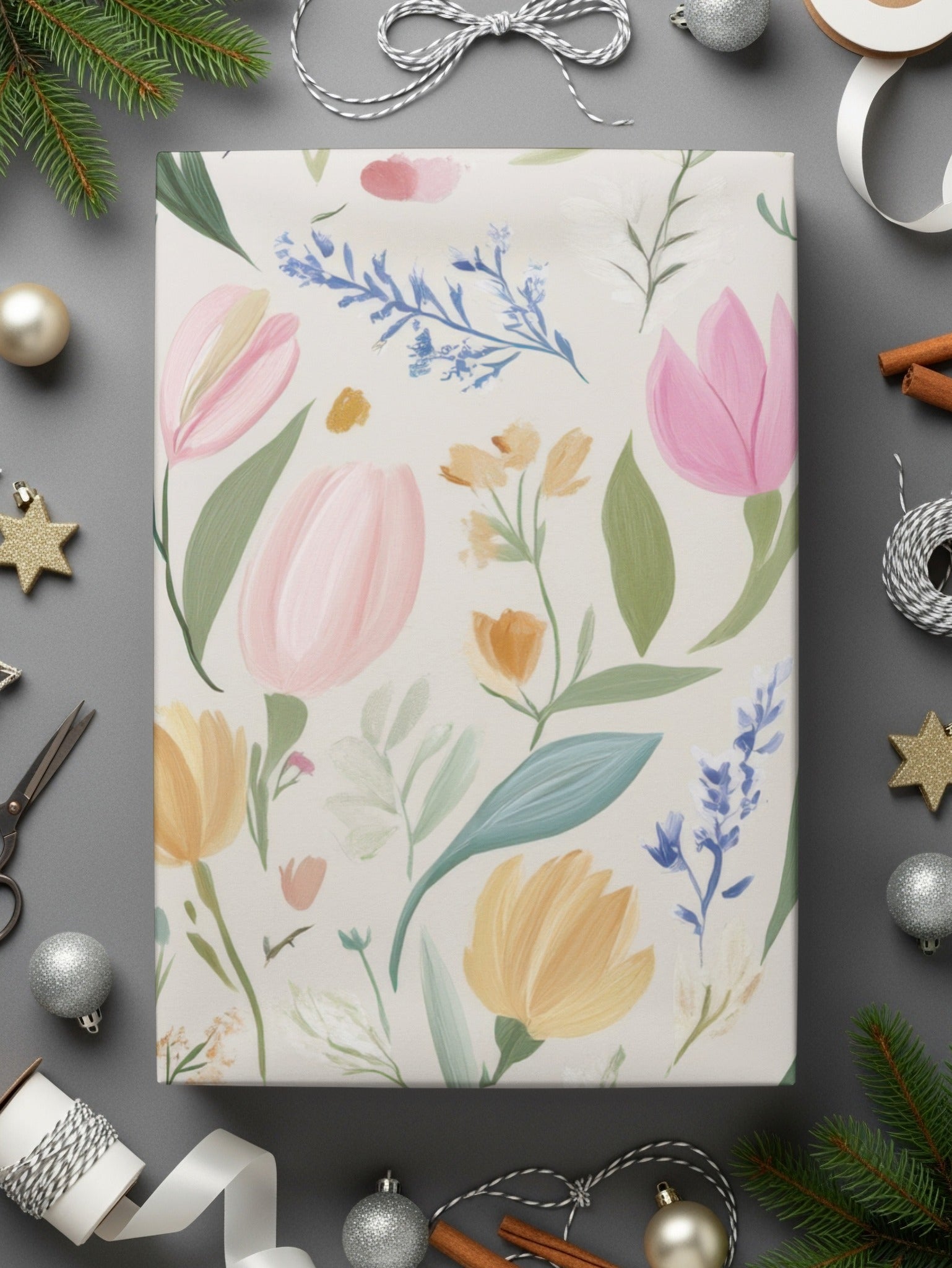 Floral Digital Paper, Seamless Flower Pattern, Spring Bloom Design, Repeating Tile for Fabric, Pastel Background, Digital Download - Moore and Mountain