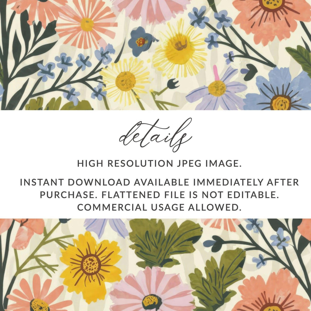 Floral Digital Paper, Seamless Flower Pattern, Spring Digital Paper, Floral Background, Commercial Use Fabric Design, Digital Paper Pack - Moore and Mountain