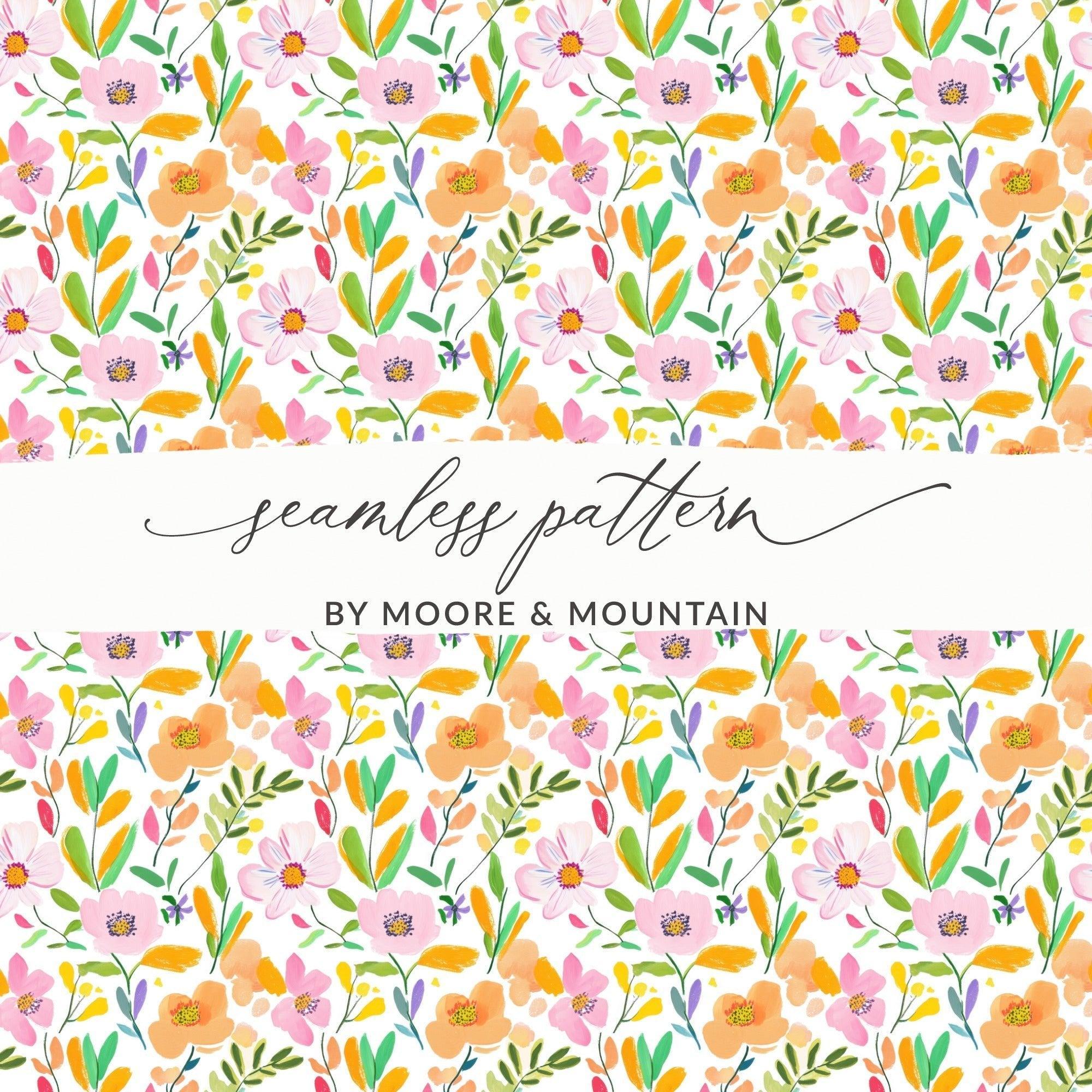 Floral Digital Paper, Seamless Flower Pattern, Watercolor Blossom Design, Repeating Floral Print, Digital Fabric Pattern, Pastel Flowers - Moore and Mountain