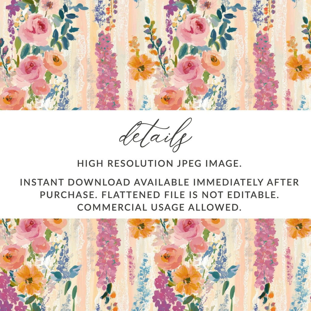 Floral Digital Paper, Seamless Flower Pattern, Watercolor Flowers, Digital Pattern Download, Fabric Design, Scrapbooking Paper - Moore and Mountain