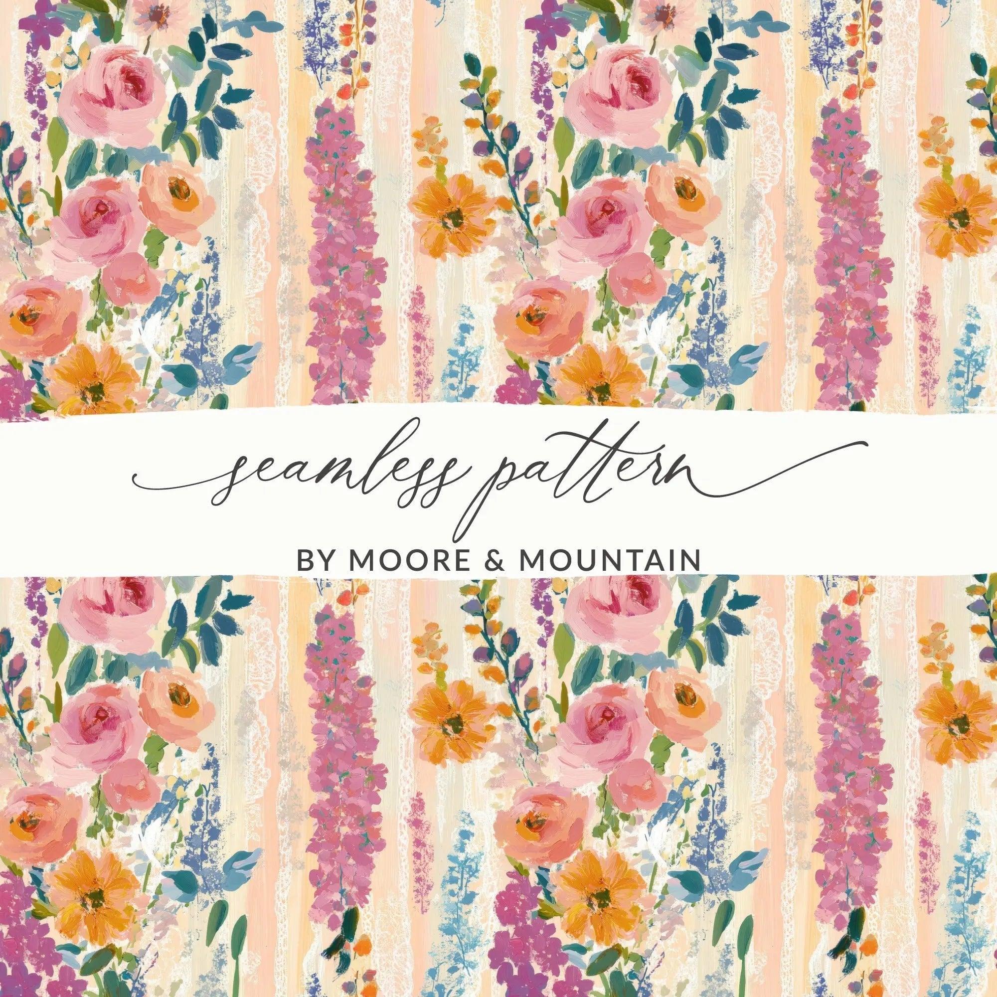 Floral Digital Paper, Seamless Flower Pattern, Watercolor Flowers, Digital Pattern Download, Fabric Design, Scrapbooking Paper - Moore and Mountain