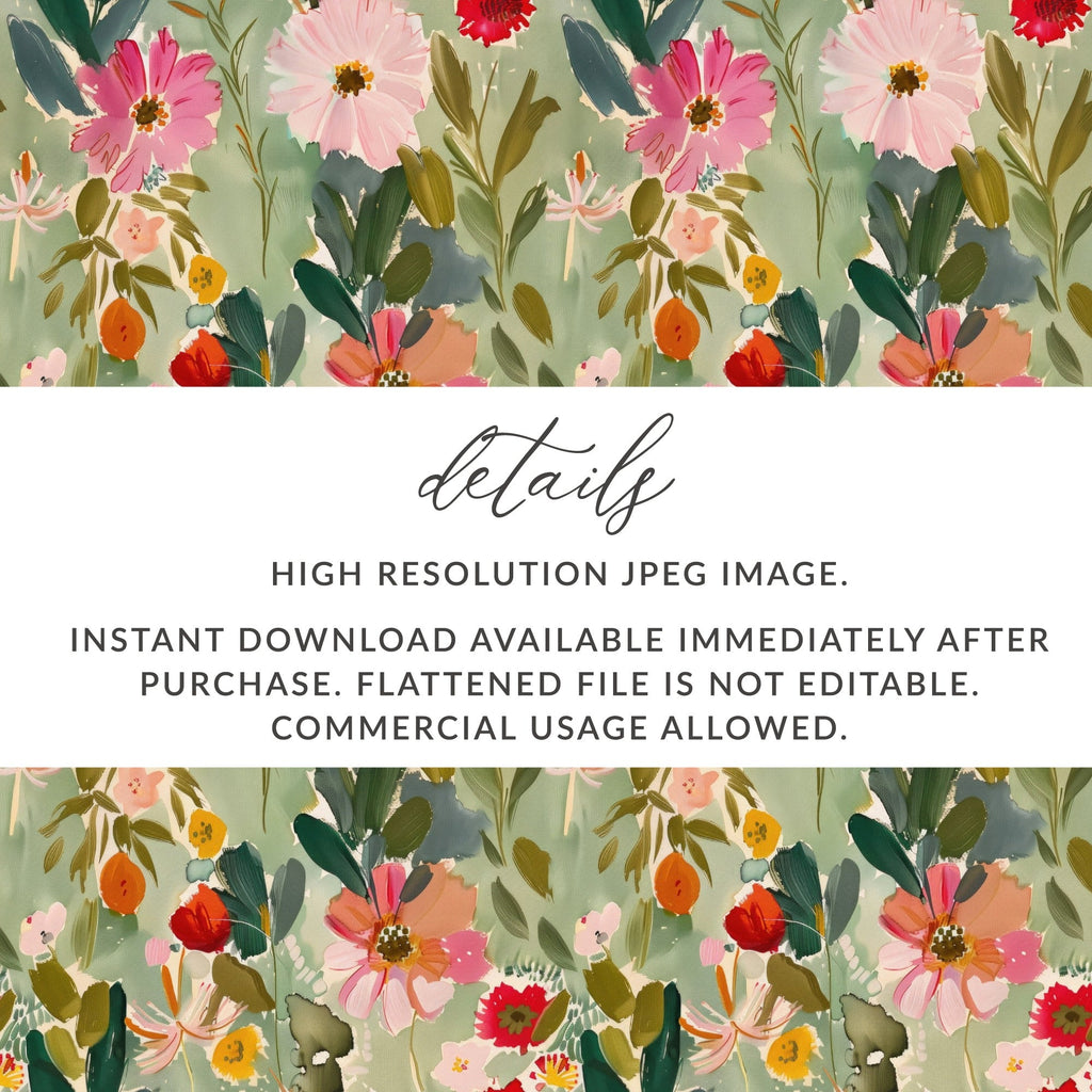 Floral Digital Paper, Seamless Flower Pattern, Watercolor Style Digital Download, Fabric Design, Scrapbooking Paper, Commercial Use Approved - Moore and Mountain