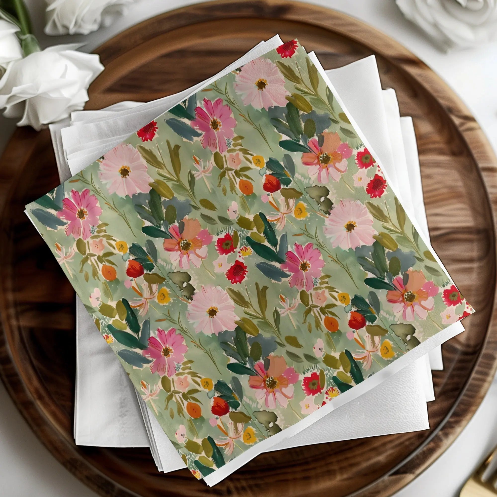 Floral Digital Paper, Seamless Flower Pattern, Watercolor Style Digital Download, Fabric Design, Scrapbooking Paper, Commercial Use Approved - Moore and Mountain