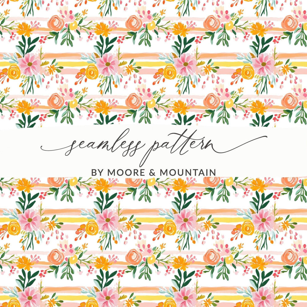 Floral Digital Paper, Seamless Flowers Pattern, Brushstroke Floral, Scrapbook Paper, Digital Download, Fabric Design, Floral Pattern - Moore and Mountain