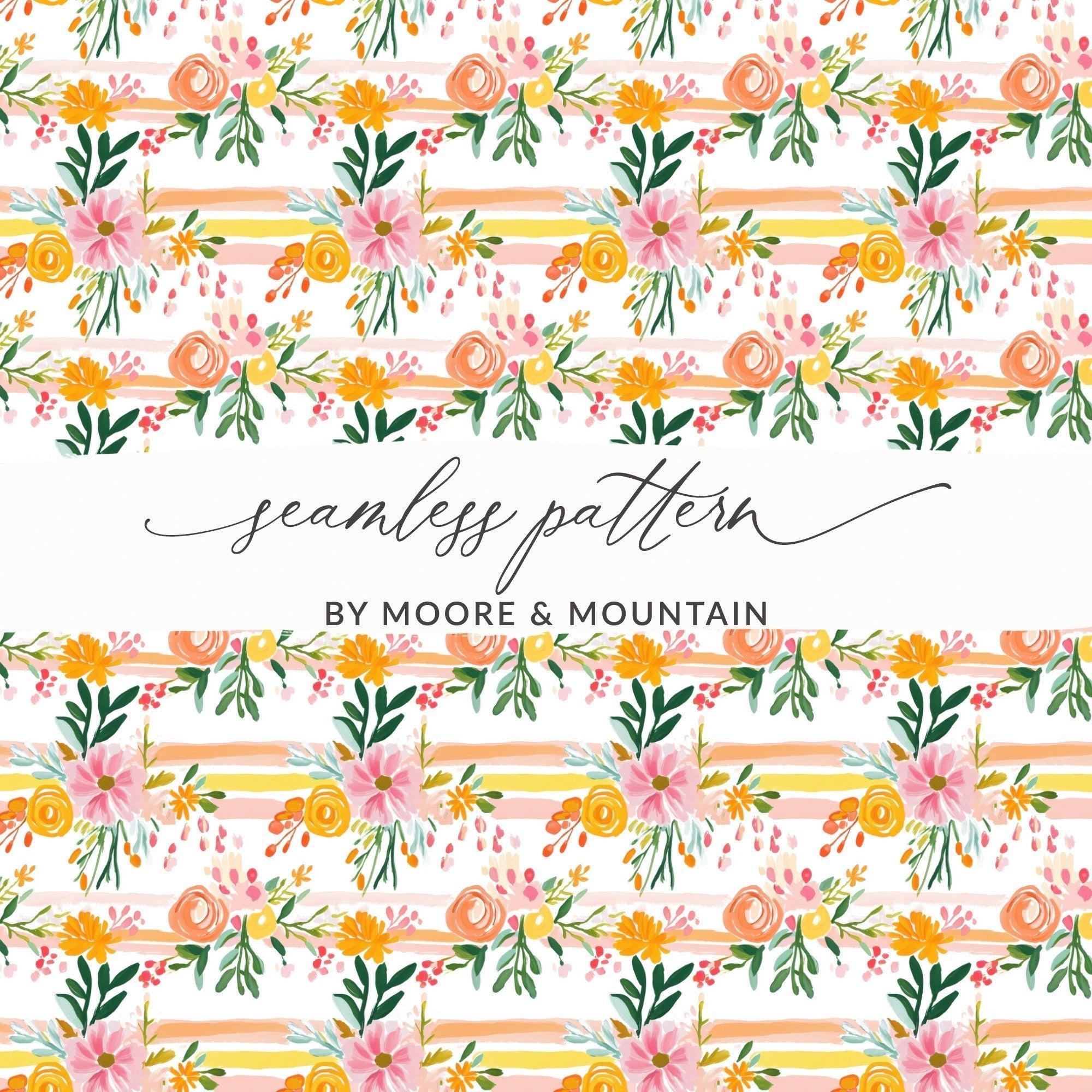 Floral Digital Paper, Seamless Flowers Pattern, Brushstroke Floral, Scrapbook Paper, Digital Download, Fabric Design, Floral Pattern - Moore and Mountain