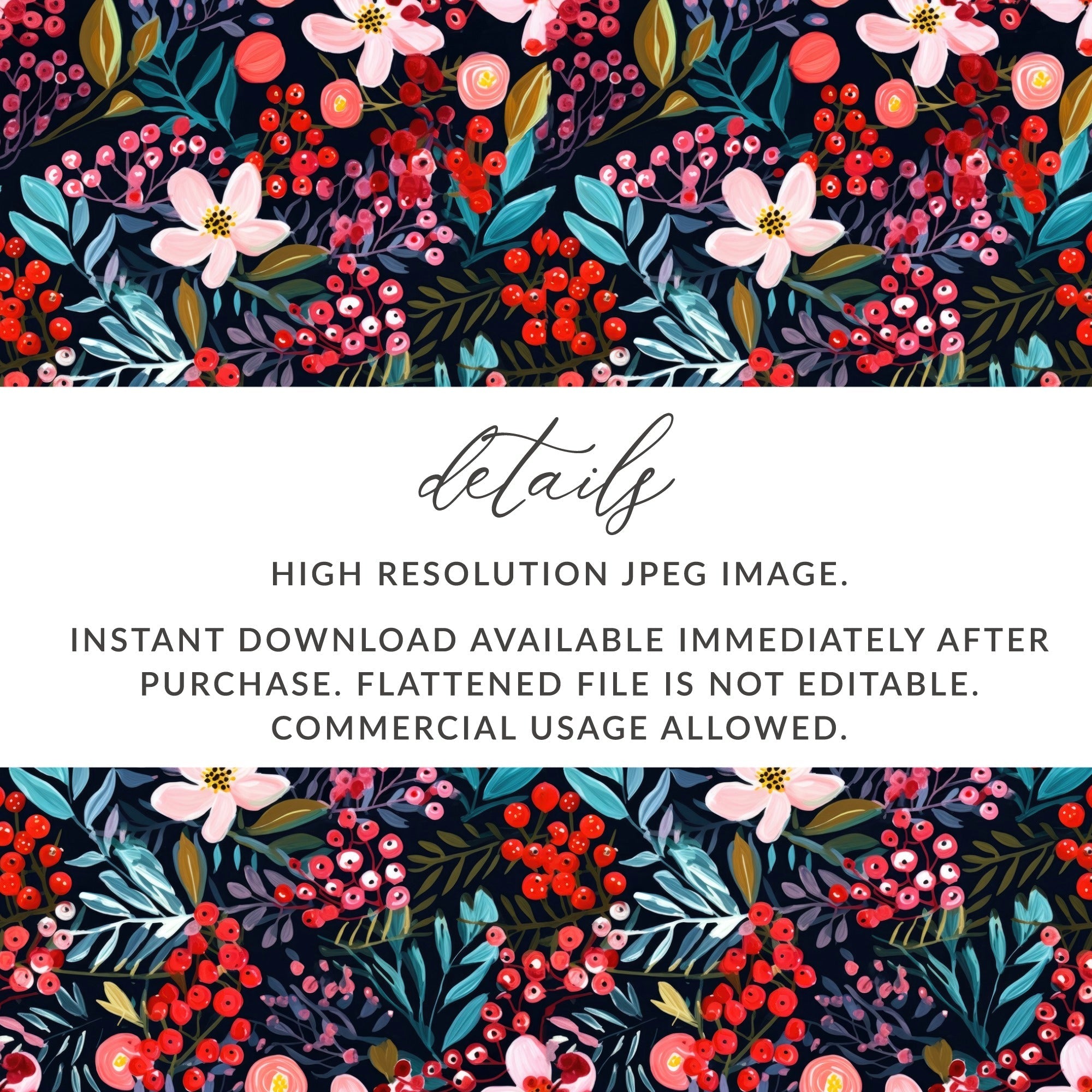Floral Digital Paper, Seamless Pattern Design, Flower Pattern File, Floral Pattern Download, Commercial Use License, Botanical Print, JPEG - Moore and Mountain