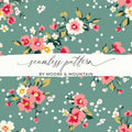 Floral Digital Paper, Seamless Pattern, Flower Background, Repeating Design, Pretty Flowers, Scrapbook Paper, Fabric Design, Digital - Moore and Mountain