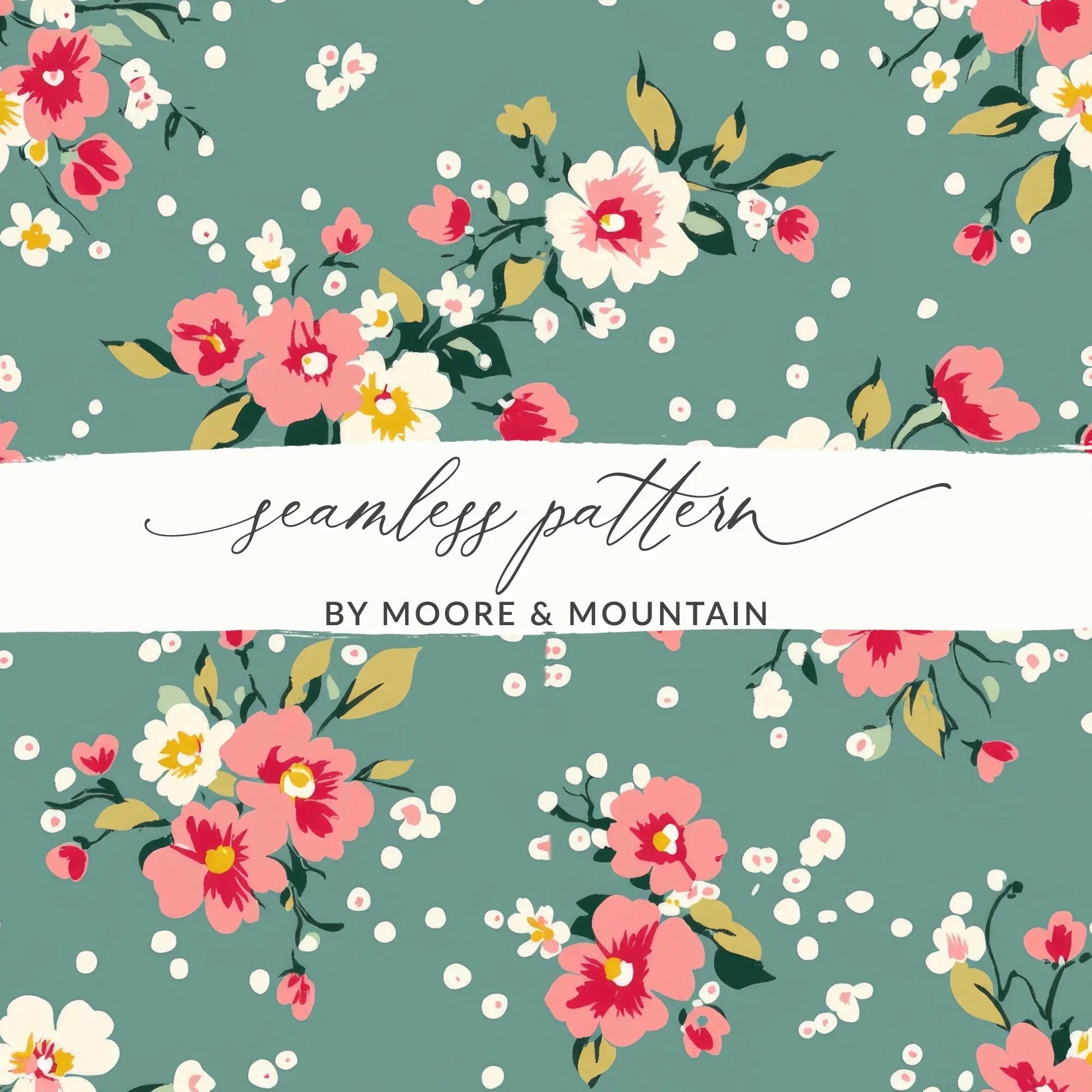 Floral Digital Paper, Seamless Pattern, Flower Background, Repeating Design, Pretty Flowers, Scrapbook Paper, Fabric Design, Digital - Moore and Mountain