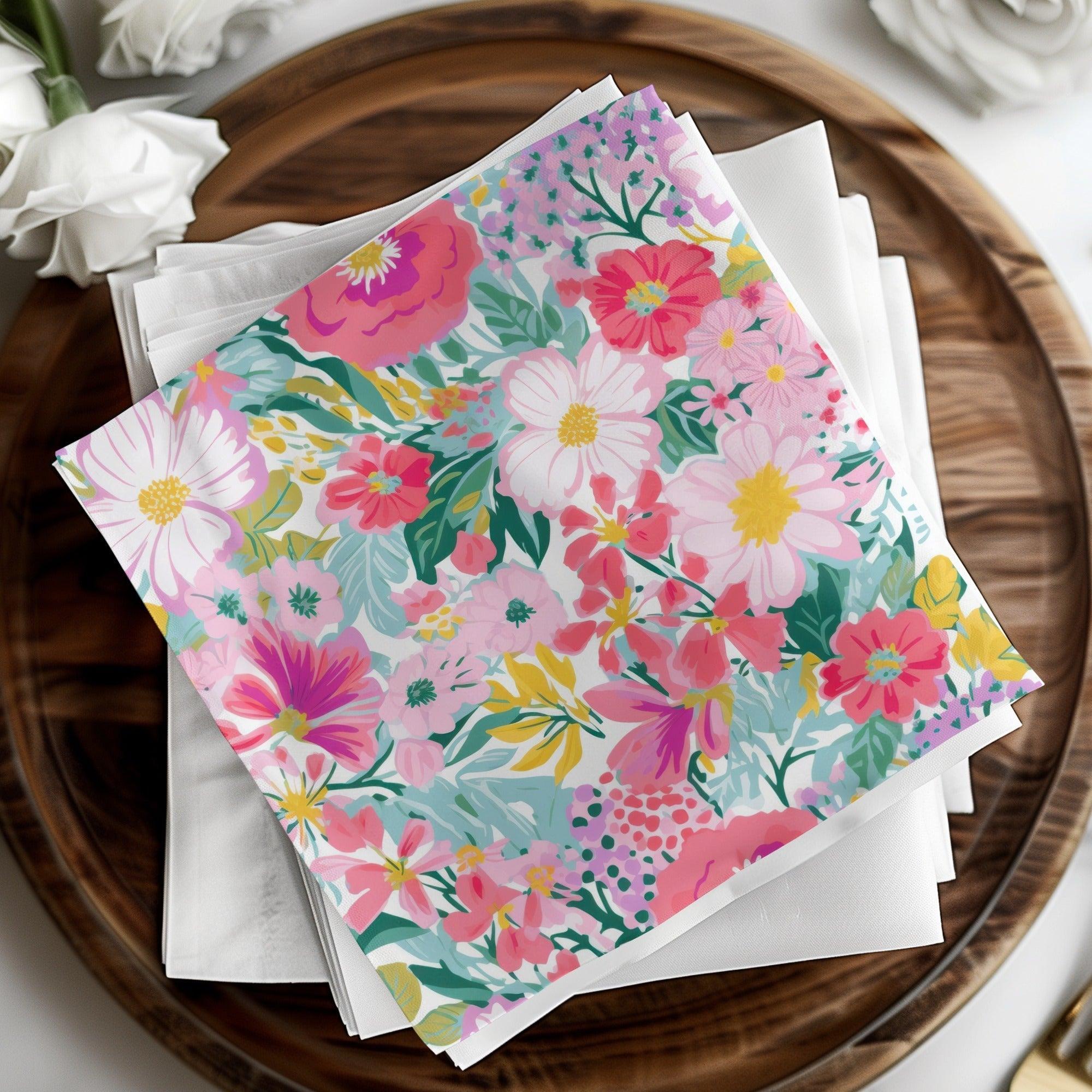 Floral Digital Paper, Seamless Pattern, Flower Designs, Fabric Design, Scrapbook Paper, Pink Flowers, Digital Download, Commercial Use - Moore and Mountain