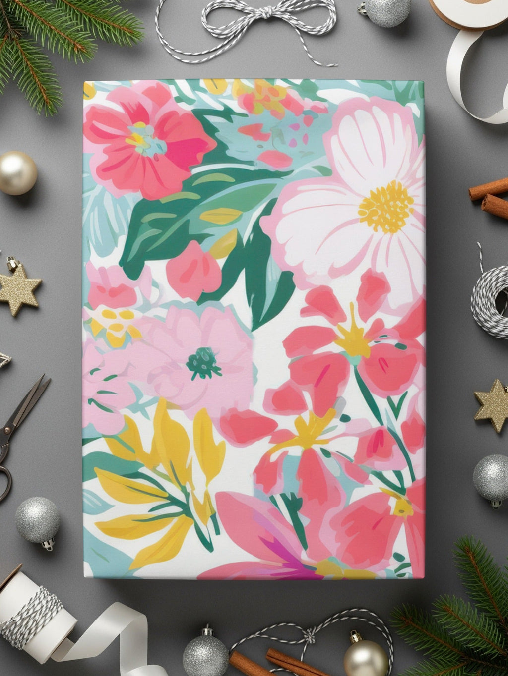 Floral Digital Paper, Seamless Pattern, Flower Designs, Fabric Design, Scrapbook Paper, Pink Flowers, Digital Download, Commercial Use - Moore and Mountain