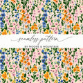 Floral Digital Paper, Seamless Pattern, Flower Illustration, Watercolor Style, Digital Download, Scrapbook Paper, Fabric Design - Moore and Mountain