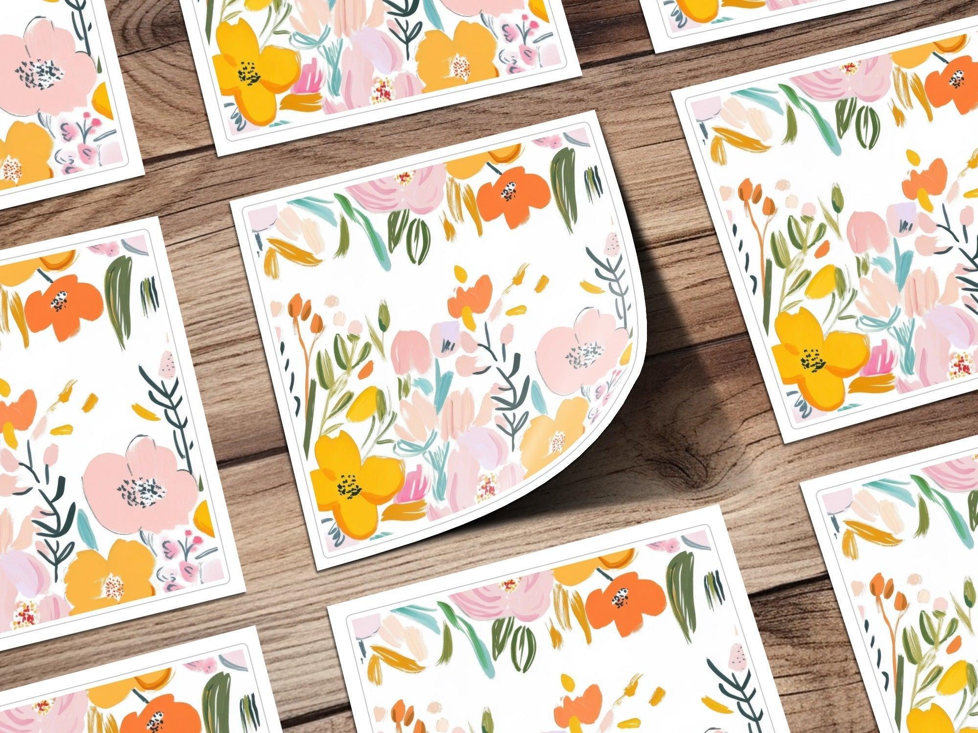Floral Digital Paper, Seamless Pattern, Pink Orange Flowers, Printable Paper Pack, Commercial Use, Scrapbook Paper, Digital Download - Moore and Mountain