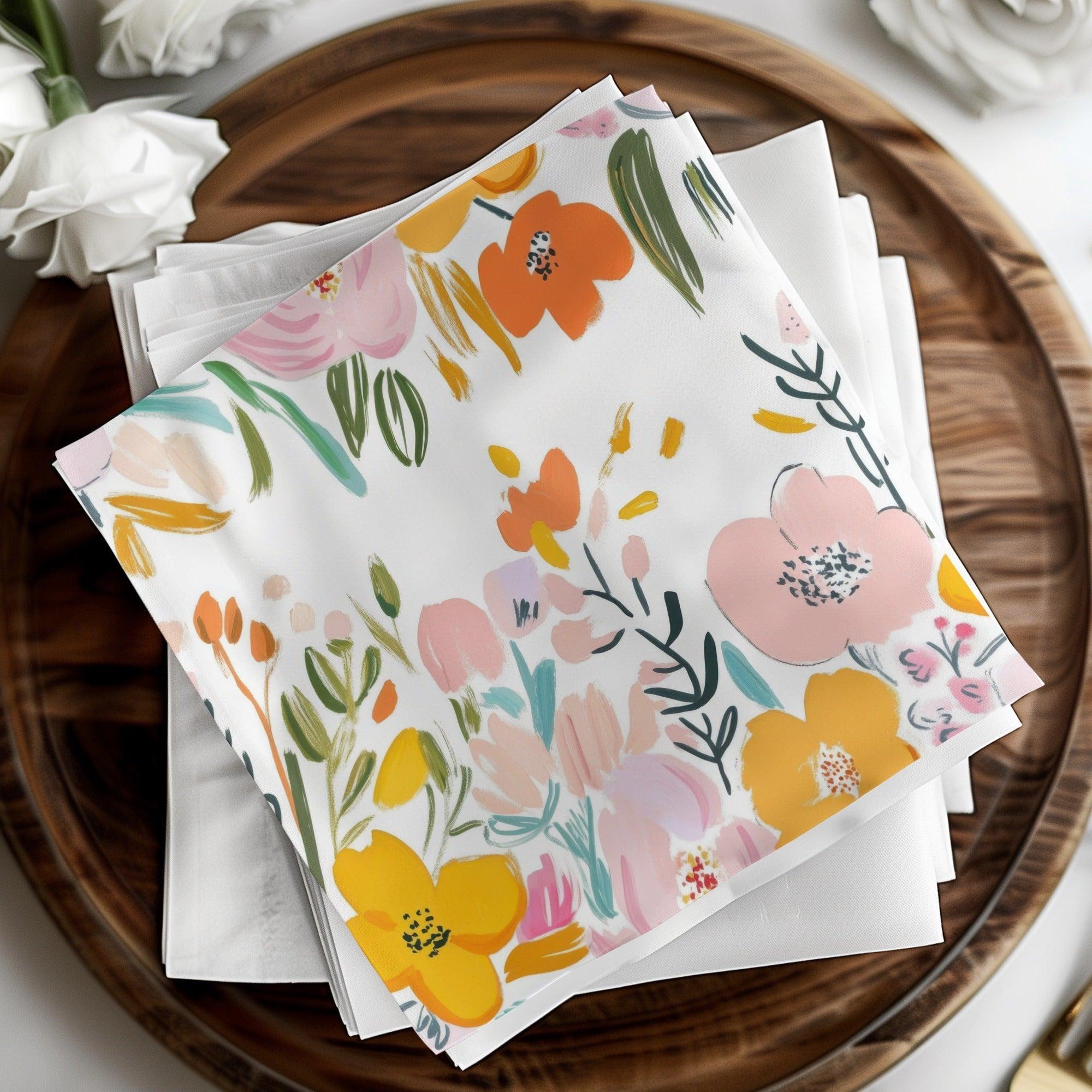 Floral Digital Paper, Seamless Pattern, Pink Orange Flowers, Printable Paper Pack, Commercial Use, Scrapbook Paper, Digital Download - Moore and Mountain