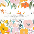 Floral Digital Paper, Seamless Pattern, Pink Orange Flowers, Printable Paper Pack, Commercial Use, Scrapbook Paper, Digital Download - Moore and Mountain