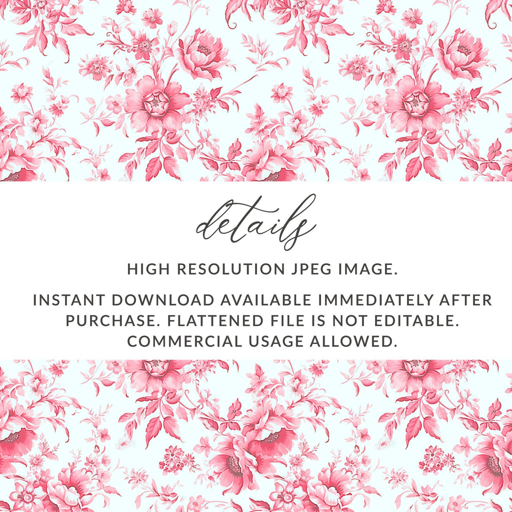 Floral Digital Paper, Seamless Pink Flower Pattern, 2 Scale JPEG Files, Fabric Design, Scrapbooking Paper, Vintage Flower Art, Digital - Moore and Mountain