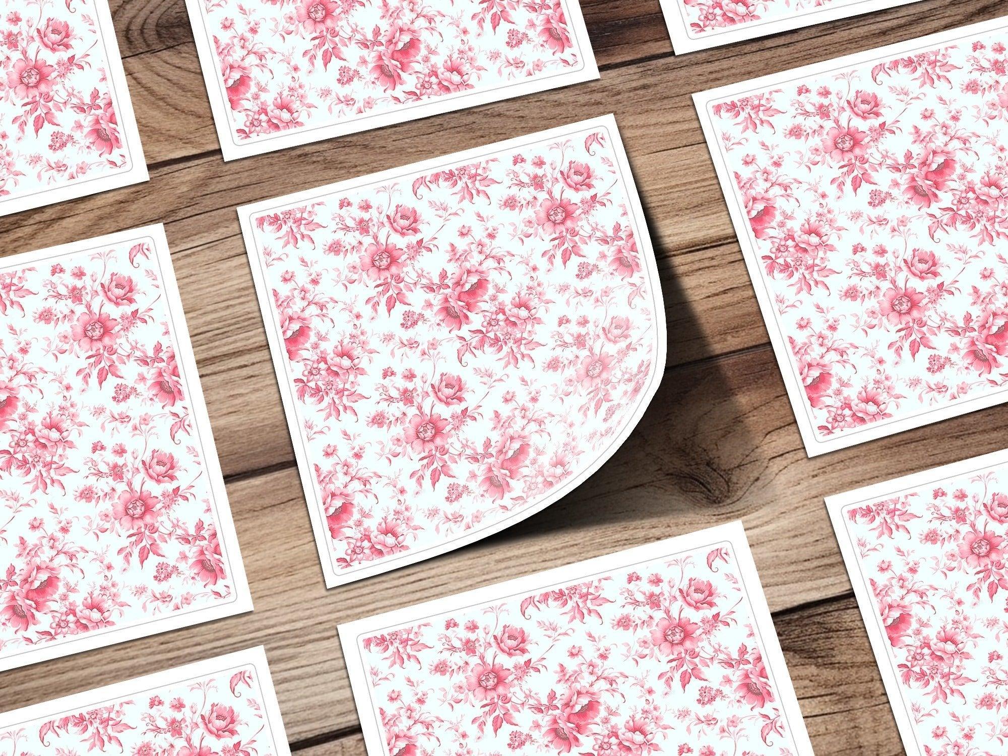 Floral Digital Paper, Seamless Pink Flower Pattern, 2 Scale JPEG Files, Fabric Design, Scrapbooking Paper, Vintage Flower Art, Digital - Moore and Mountain