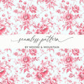 Floral Digital Paper, Seamless Pink Flower Pattern, 2 Scale JPEG Files, Fabric Design, Scrapbooking Paper, Vintage Flower Art, Digital - Moore and Mountain
