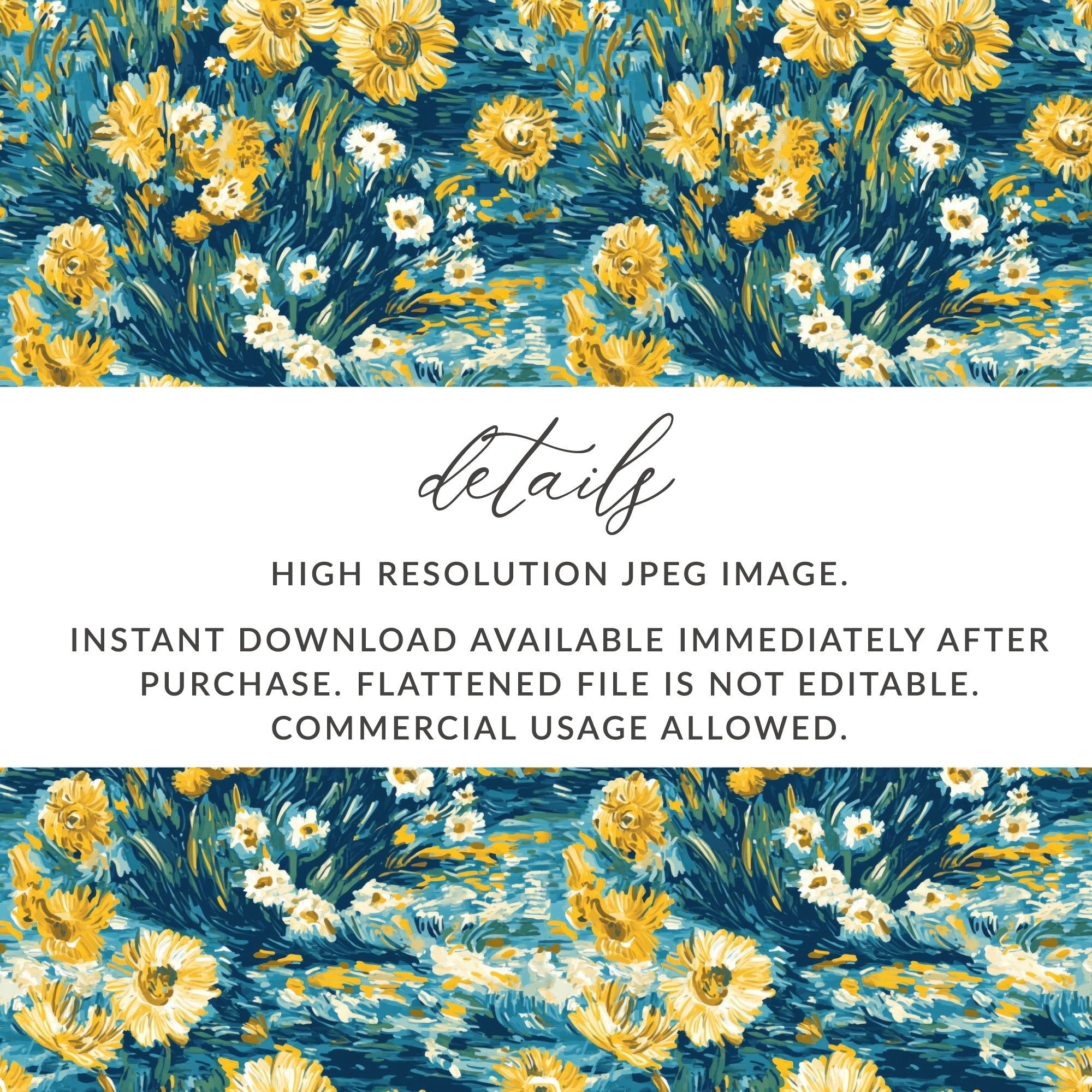 Floral Digital Paper, Seamless Sunflower Pattern, Botanical Scrapbook Paper, Teal and Yellow Floral Print, Flower Background Digital - Moore and Mountain