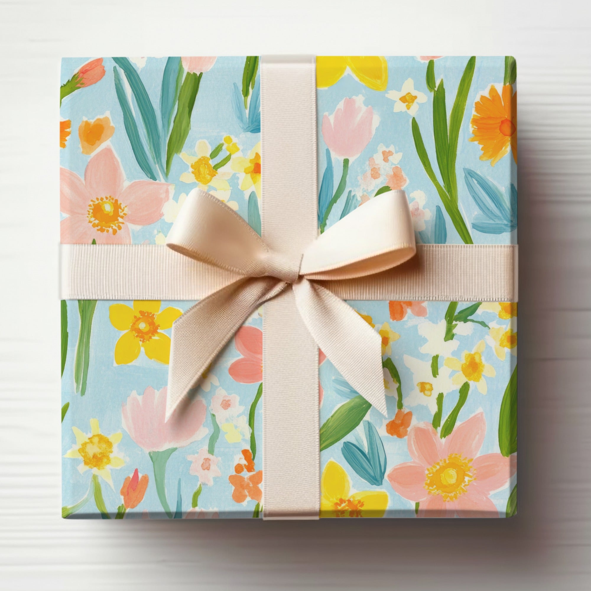Floral Patterned Gift Box with Ribbon Design