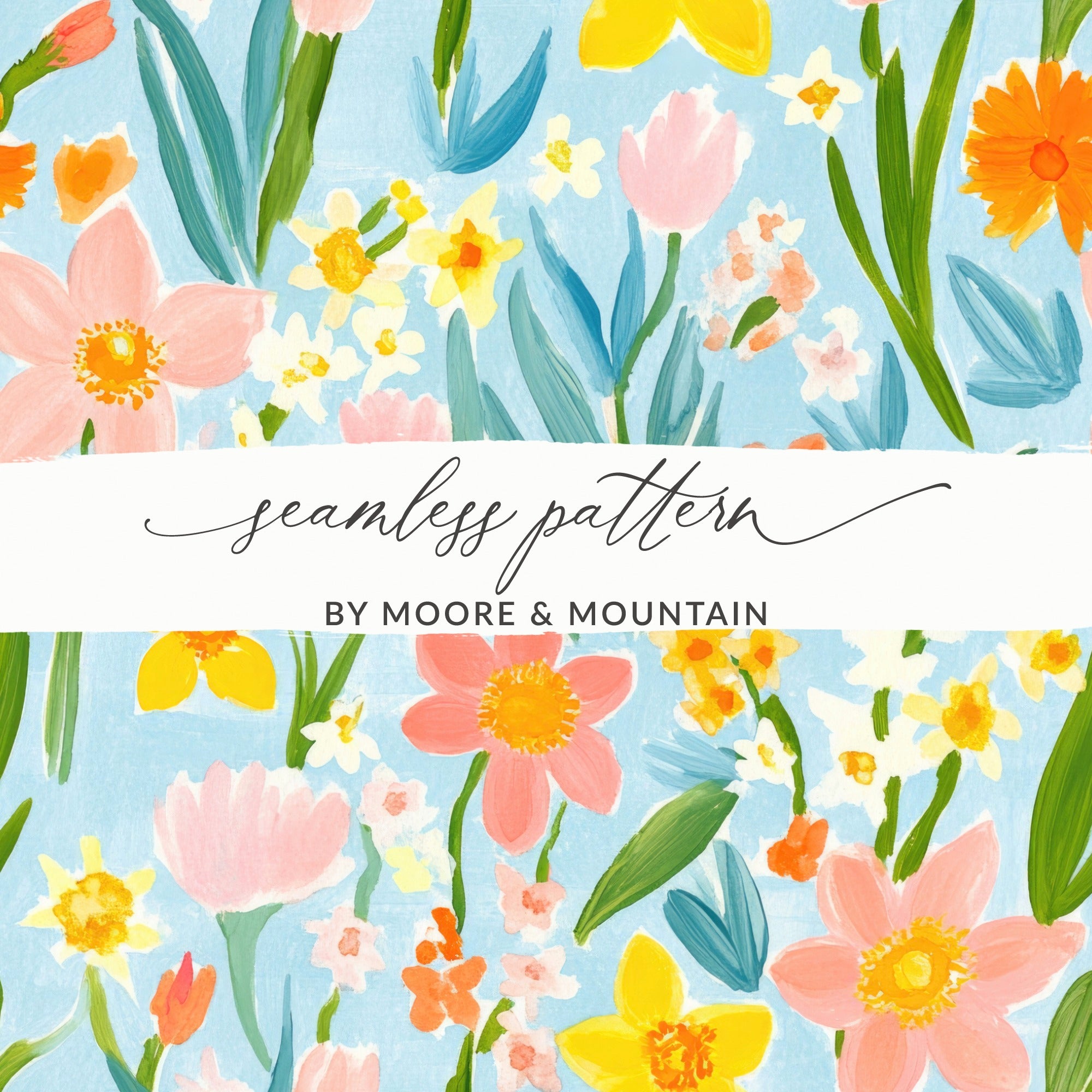 Colorful Floral Seamless Pattern by Moore Mountain Design