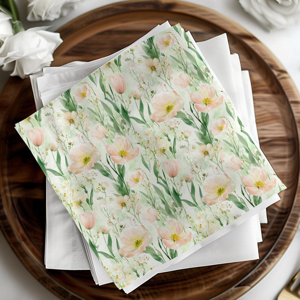 Floral Digital Paper, Tulip Seamless Pattern, Watercolor Flowers, Digital Scrapbook Paper, Fabric Design, Digital Download, Commercial Use - Moore and Mountain