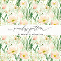 Floral Digital Paper, Tulip Seamless Pattern, Watercolor Flowers, Digital Scrapbook Paper, Fabric Design, Digital Download, Commercial Use - Moore and Mountain