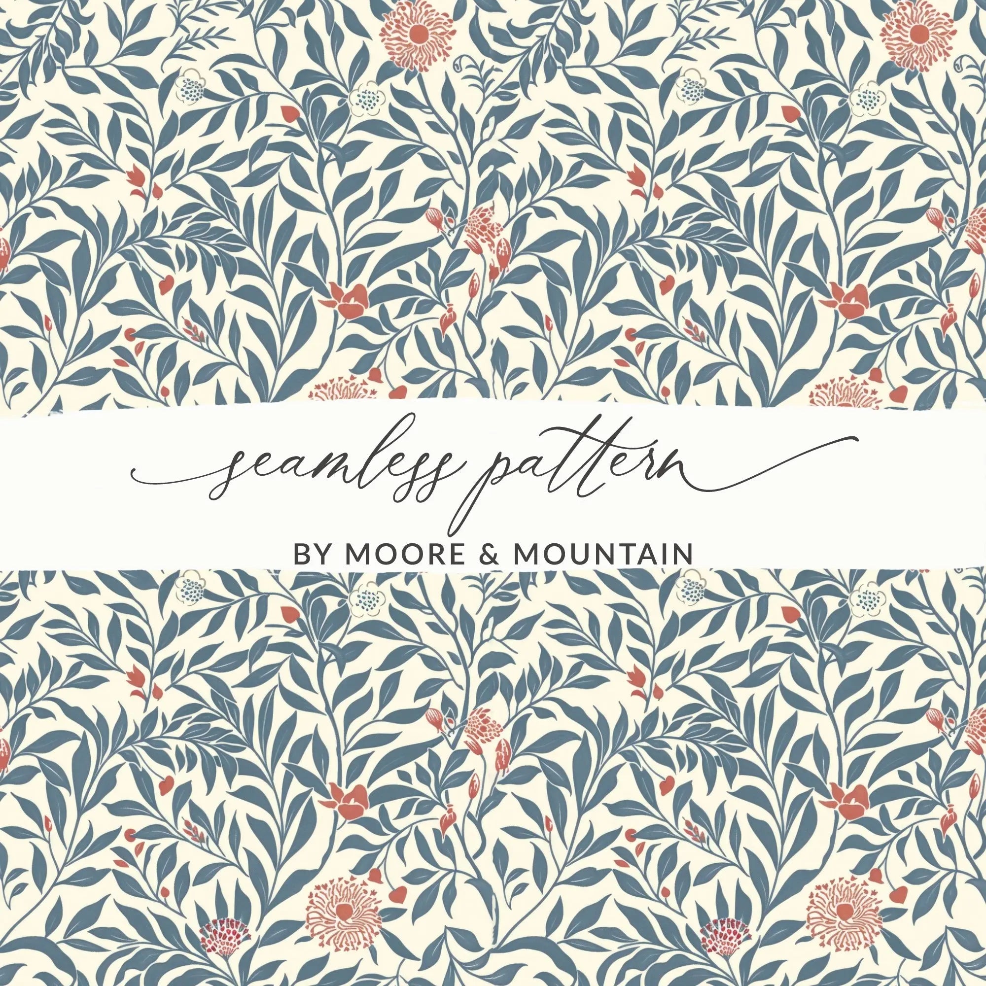 Floral Digital Paper, Vintage Botanical Seamless Pattern, Fabric Design, Scrapbooking Paper, Printable Paper, Flower Pattern Digital - Moore and Mountain