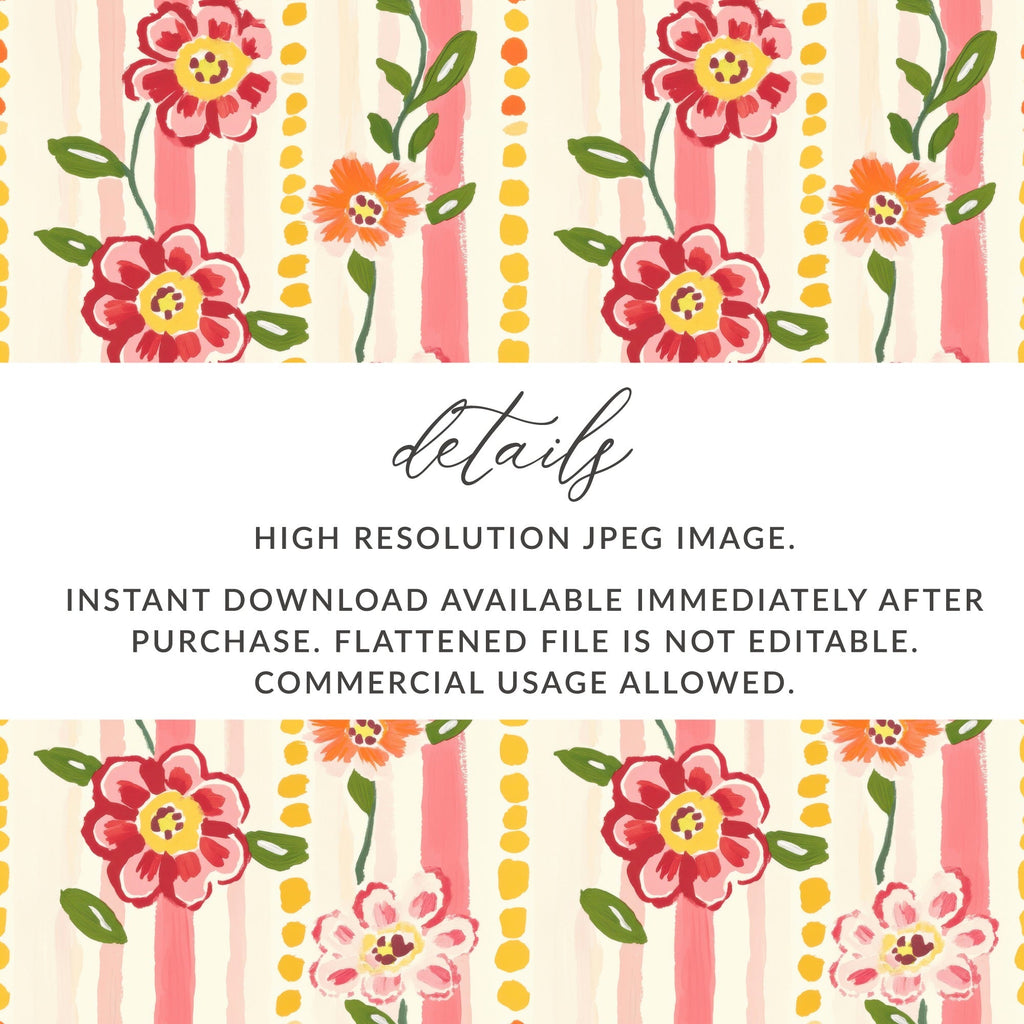 Floral Digital Paper, Vintage Flower Pattern, Seamless Flower Design, Scrapbook Paper, Fabric Design, Digital Download - Moore and Mountain