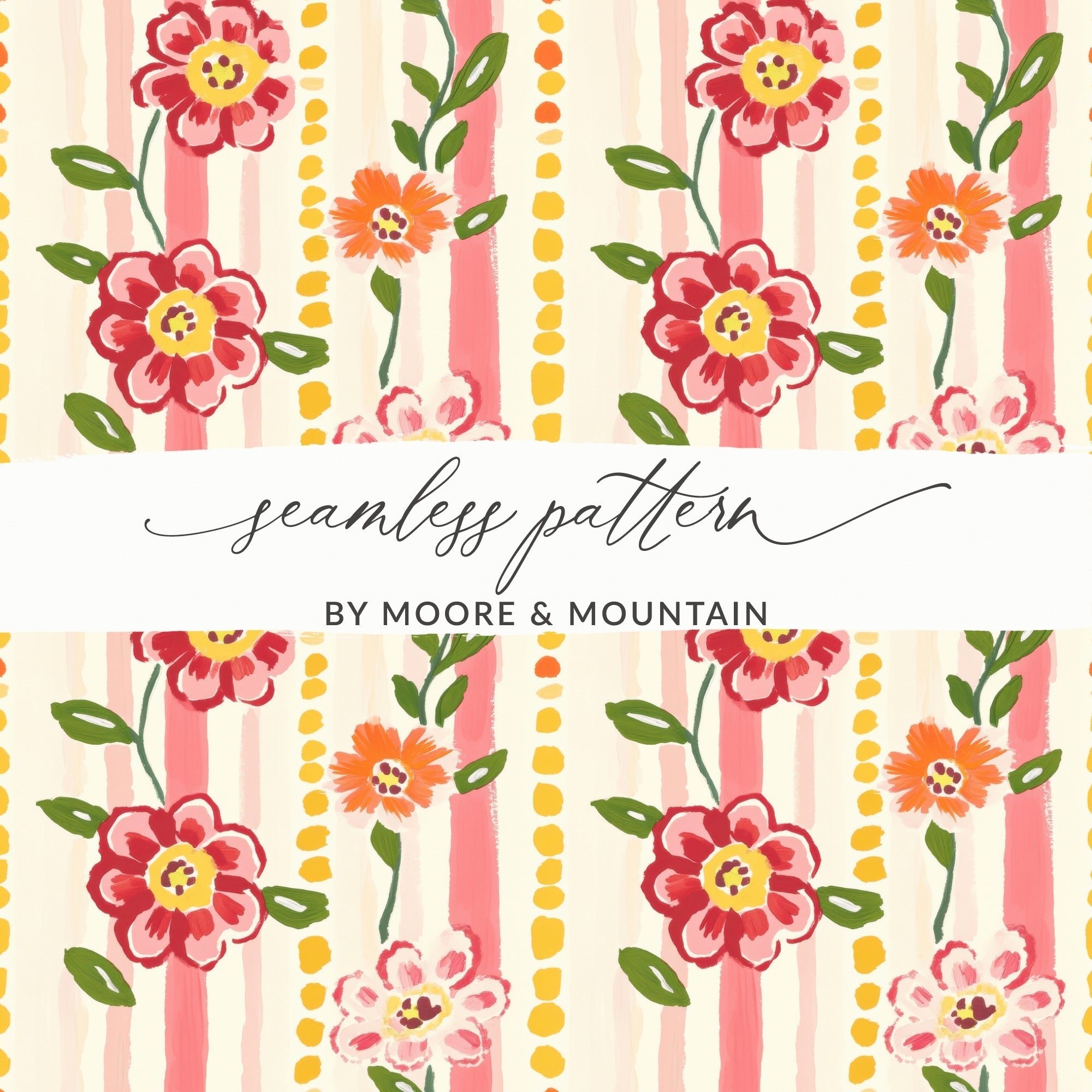 Floral Digital Paper, Vintage Flower Pattern, Seamless Flower Design, Scrapbook Paper, Fabric Design, Digital Download - Moore and Mountain