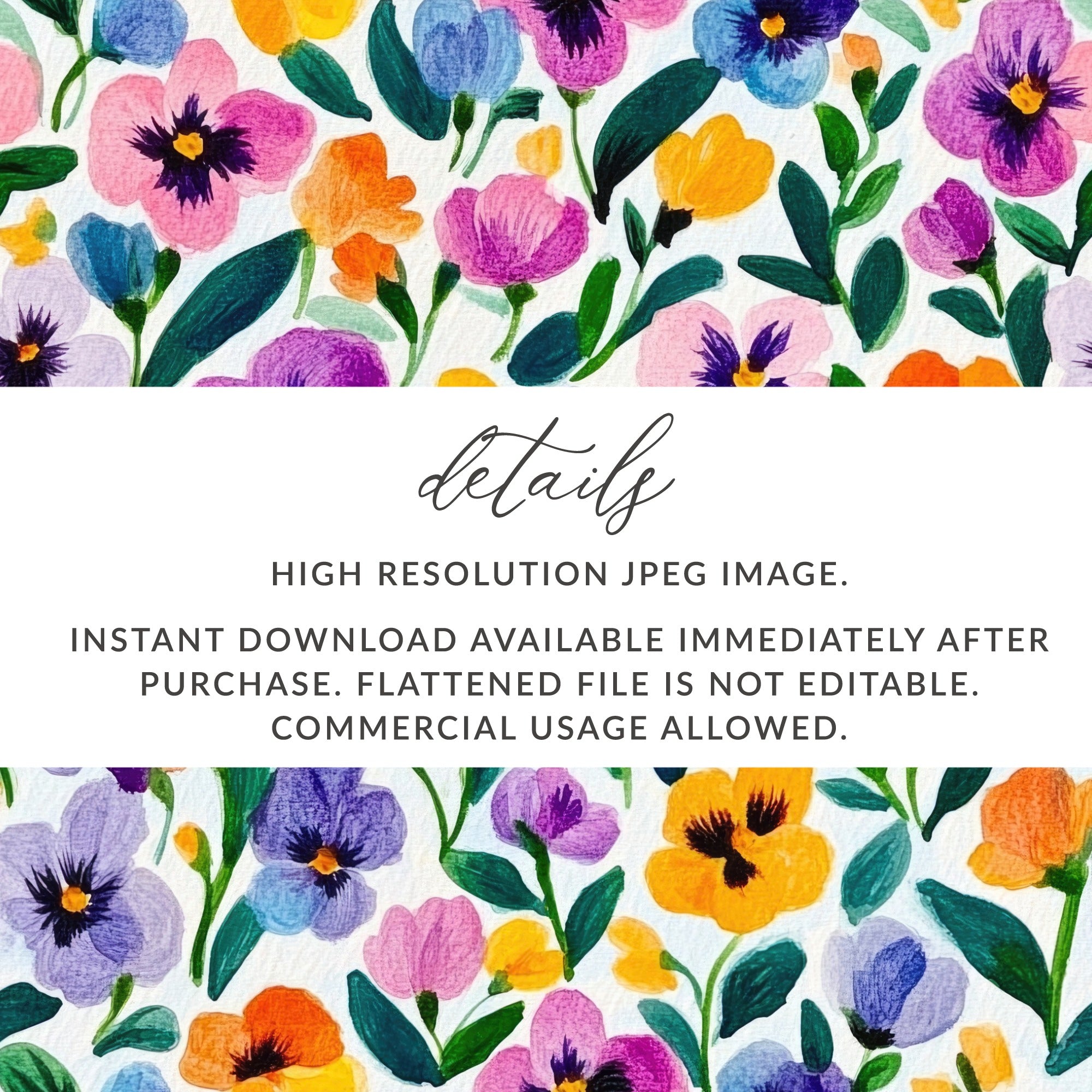 Vibrant Floral High Resolution JPEG Instant Download Product